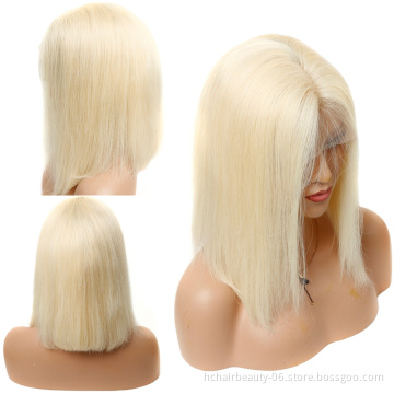 Free Shipping Baby Hair Straight Lace Front Bob Wigs 100% Human Hair Natural Hair Line HD Swiss Lace Front Bob Wig